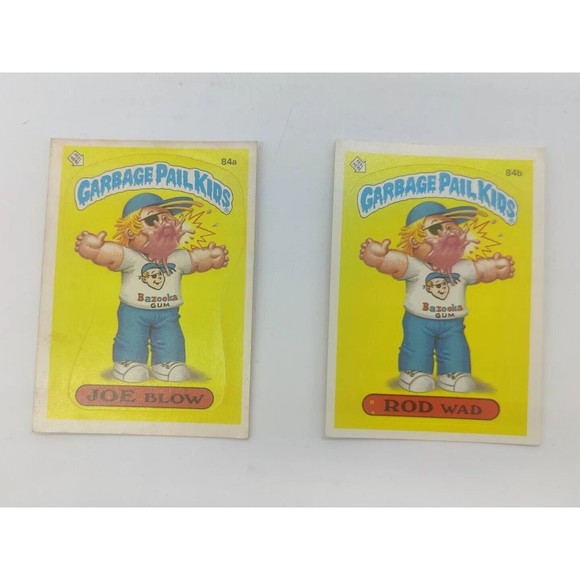 1986 Garbage Pail Kids Cards 84a Rod Wad & 84b Joe Blow Gpk GPK Card Sticker Set - Picture 3 of 4